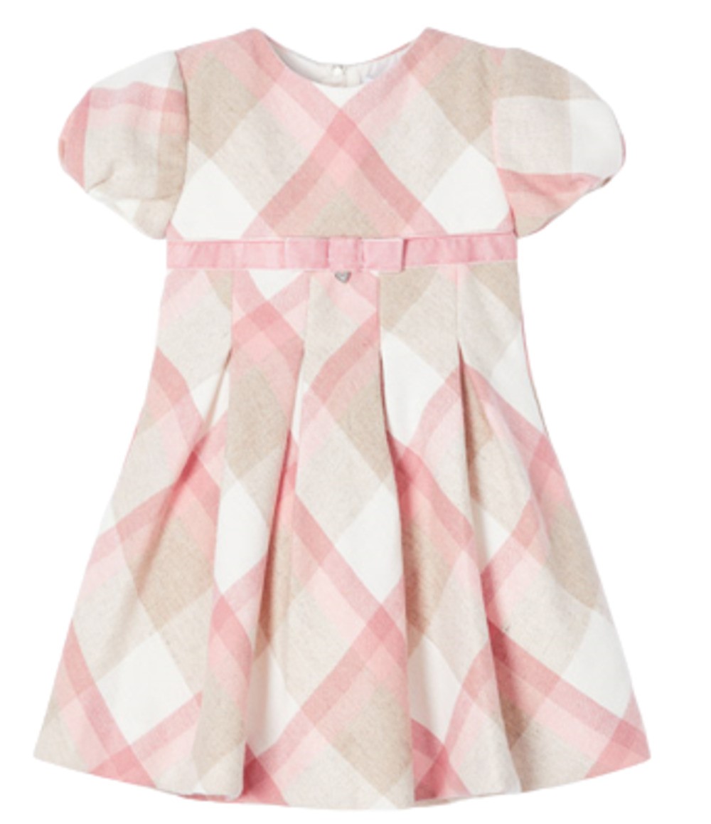 MAYORAL 4959 GIRLS ROSE COLORED CHECKERED DRESS