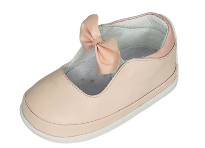 KARELA KIDS BABY GIRLS PINK LEATHER SHOE WITH PINK BOW