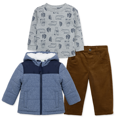 LITTLE ME LPG14895 TODDLER BOYS 3 PIECE CHAMBRAY JACKET SET