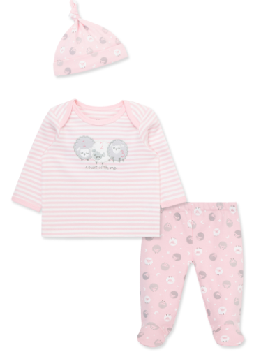 LITTLE ME LCB14798 BABY GIRLS PINK 2 PIECE SHEEP OUTFIT WITH MATCHING HAT