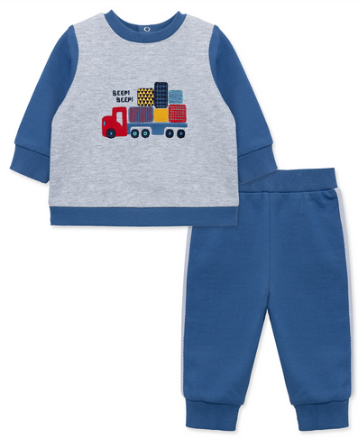 Little Me LCH14901 Clothes for Baby Boys' Truck Active Set, Dutch Blue