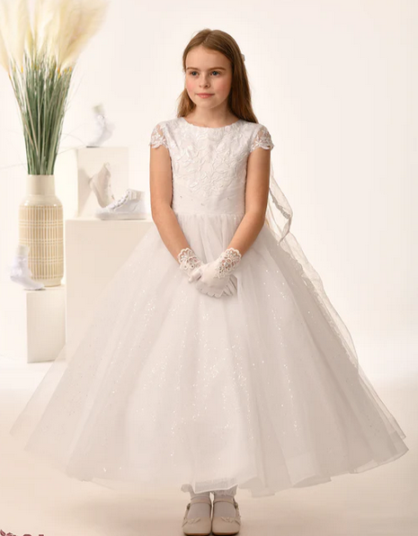 Sweetie Pie Communion Dress#312FrontHeadpiece and gloves Not Included