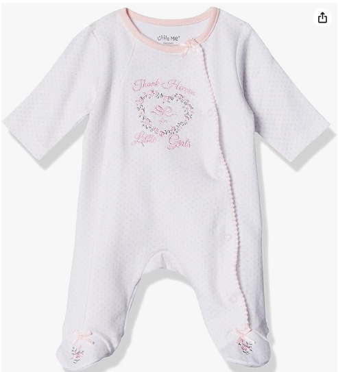 Little Me LBQ01556 baby girls Side Snap infant and toddler bodysuit footies, Pink Print