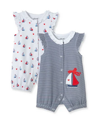 LITTLE ME 2-PACK SAILBOAT ROMPERS