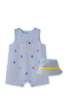 LITTLE ME BABY BOYS WOVEN ANCHOR SUNSUIT WITH MATCHING HAT