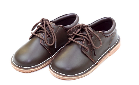 L'AMOUR TODDLER BOYS BROWN LEATHER LACE UP SHOE TYLER/5012