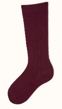 Maroon Cable Knee-Hisizes are according to shoe size