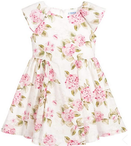 MAYORAL 6967 GIRLS PINK, OLIVE AND IVORY DRESS
