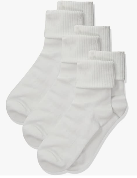 White 3 Pack Triple Roll SocksSizes are According to Shoe Size