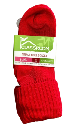 Red 3 Pack Triple Roll SocksSizes are According to Shoe Size