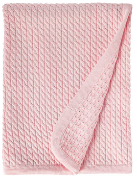 LITTLE ME LL701726N BABY GIRLS PINK CABLE KNIT BLANKET