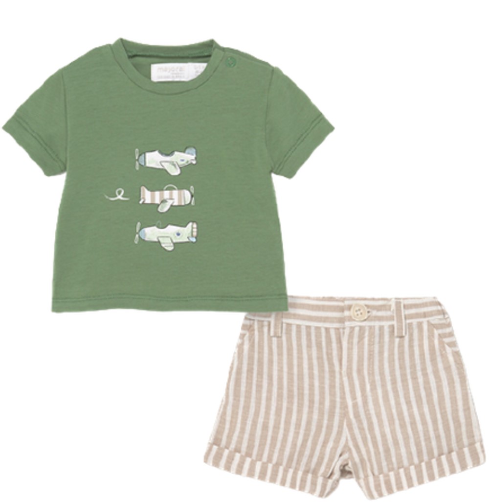 MAYORAL BABY BOYS BAMBOO SHORTS AND T-SHIRT SET WITH AIRPLANE DECALS