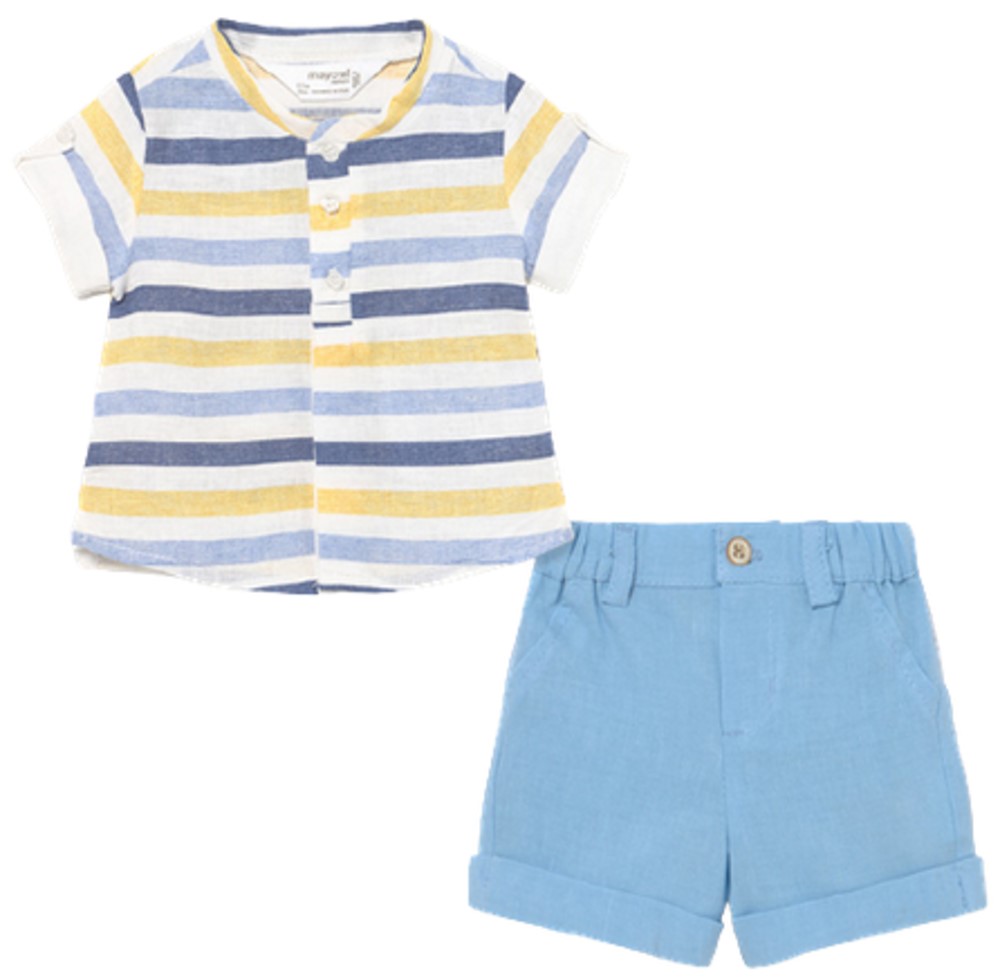 MAYORAL 1217 BABY BOYS BLUE, WHITE AND YELLOW SHORT SET