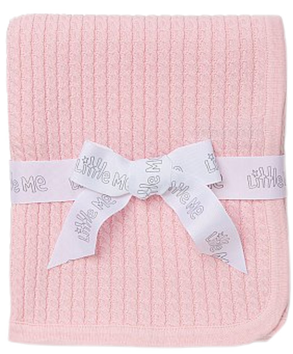 LITTLE ME BABY GIRLS PINK CABLE KNIT BLANKET