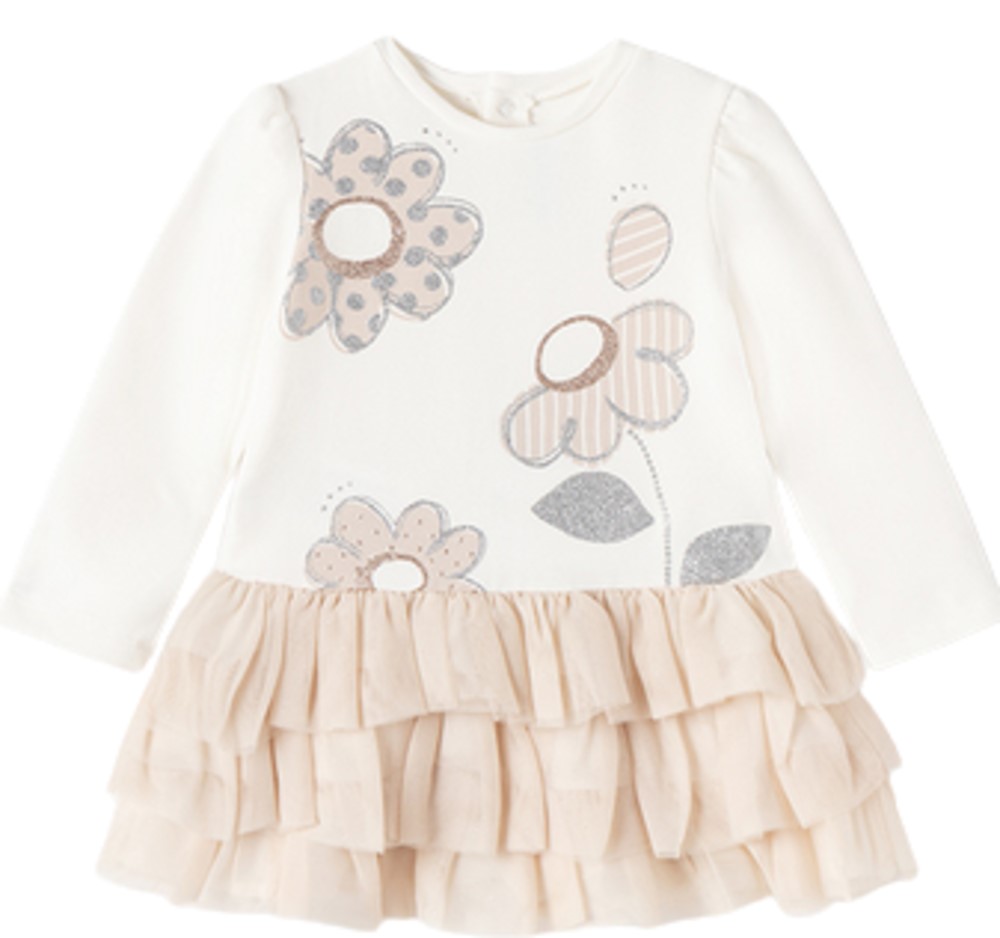 MAYORAL 2915 BABY GIRLS COMBINED TULLE DRESS WITH FLORAL DECOR