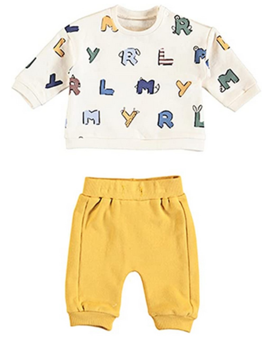 MAYORAL BABY BOYS FALL OUTFIT PANTS AND TOP SET (ALPHABET GOLD)