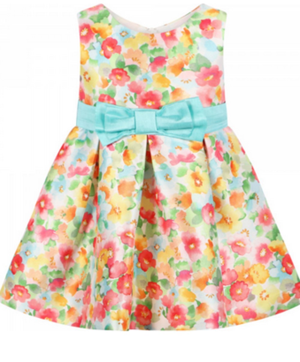 ABEL & LULA 5013 BABY GIRLS WATERCOLOR FLORAL PRINT SPECIAL OCCASION DRESS
