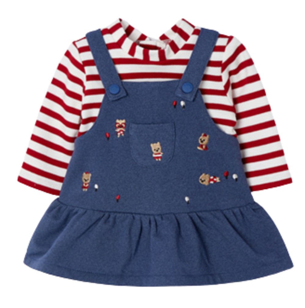 MAYORAL 2819 BABY GIRLS 1 PIECE RED, WHITE AND BLUE OVERALL DRESS