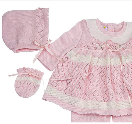 Karela Kids beautiful pink knitted set with zirconia design. 