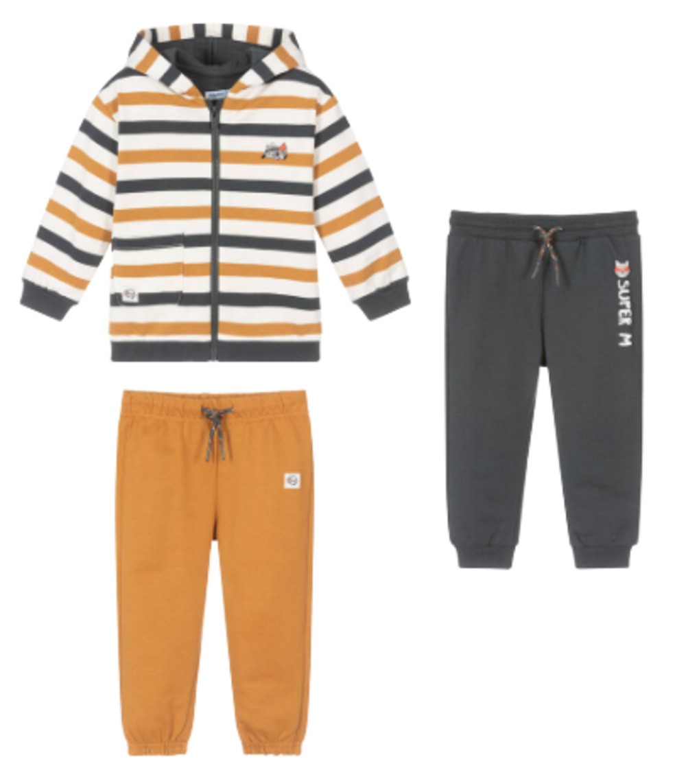 MAYORAL 2878 BABY BOYS 3 PIECE STRIPED  HOODED JOGGER SET 
