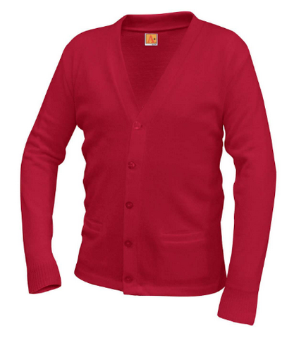 LEARN Romano ButlerV-Neck Cardigan RedWith School LogoGrades:  6th-8th