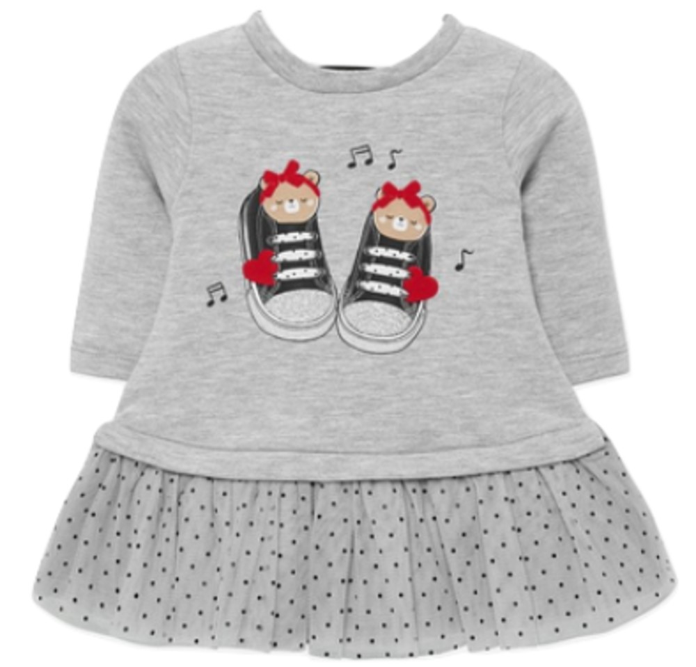 MAYORAL 2830 BABY GIRLS GRAY JERSEY DRESS WITH TULLE SKIRT 