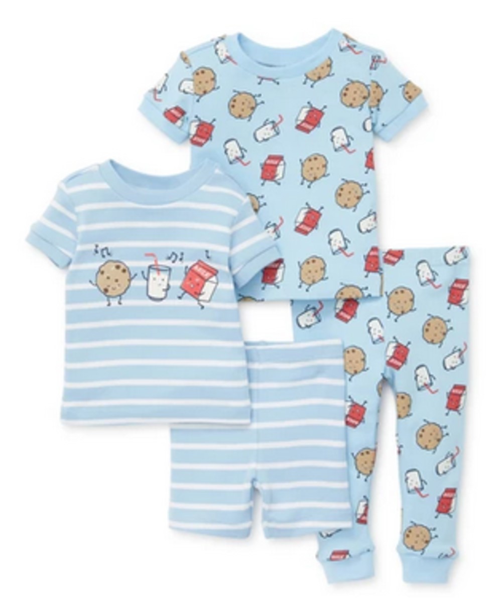 LITTLE ME 4 PIECE MILK AND COOKIES PAJAMA SET NOT FLAME RESISTANT
